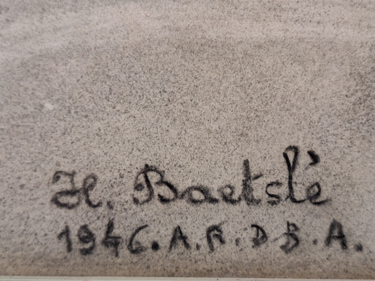 Originele houtskooltekening stilleven - H. Baetslé - 1946 - foto 7
