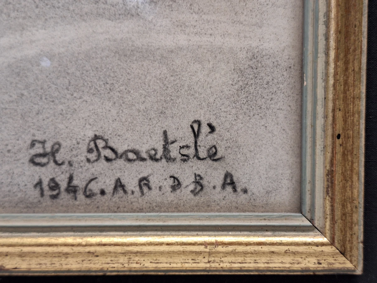 Originele houtskooltekening stilleven - H. Baetslé - 1946 - foto 6