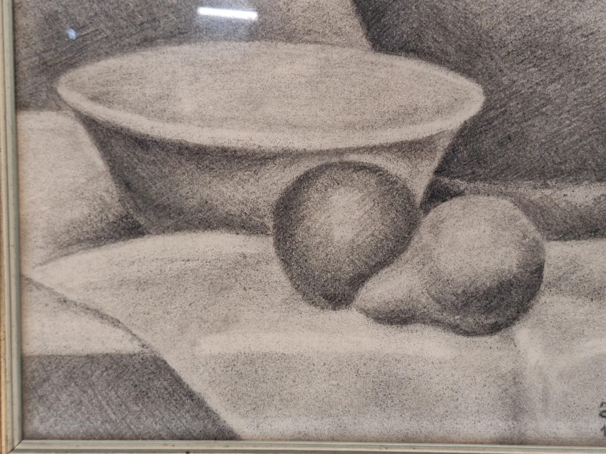 Originele houtskooltekening stilleven - H. Baetslé - 1946 - foto 5