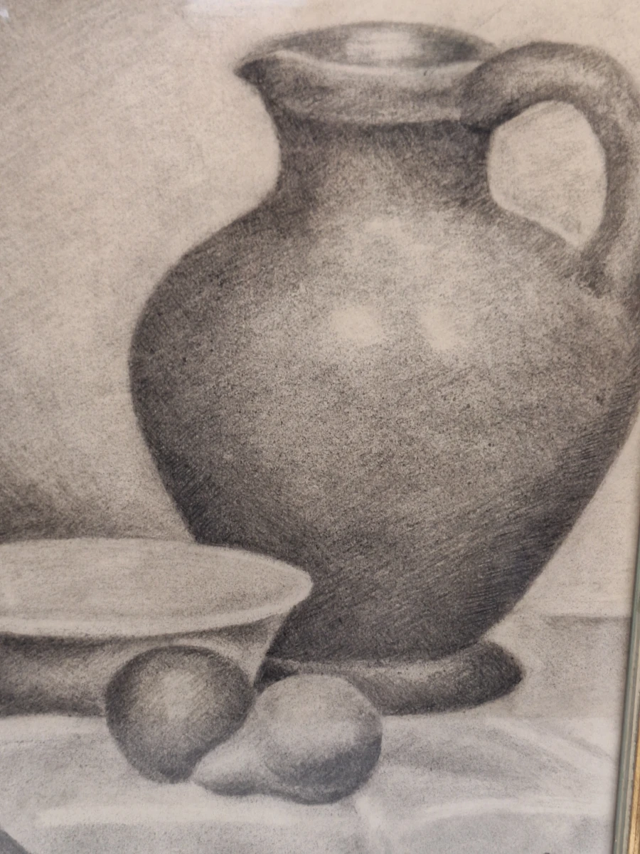 Originele houtskooltekening stilleven - H. Baetslé - 1946 - foto 4