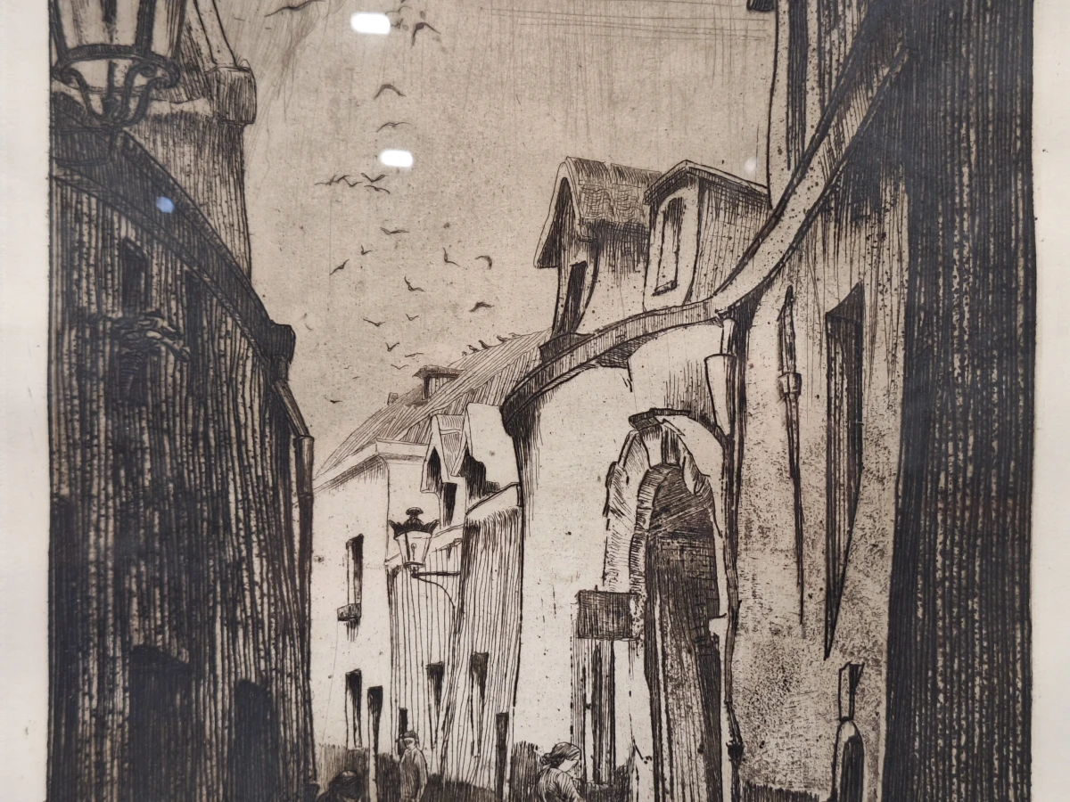 Originele ets 'Rue de la Cigogne' - Henri Quittelier - foto 11