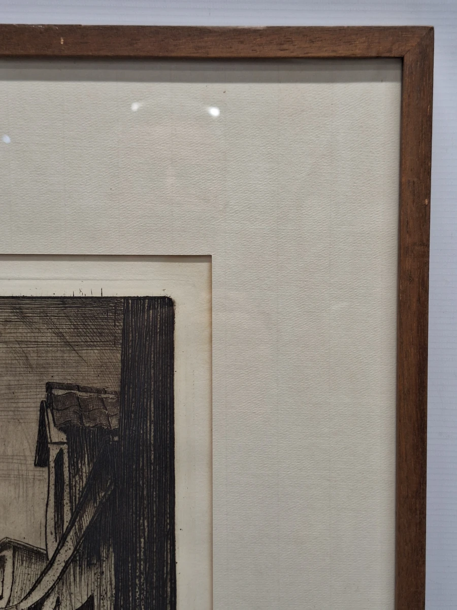 Originele ets 'Rue de la Cigogne' - Henri Quittelier - foto 13
