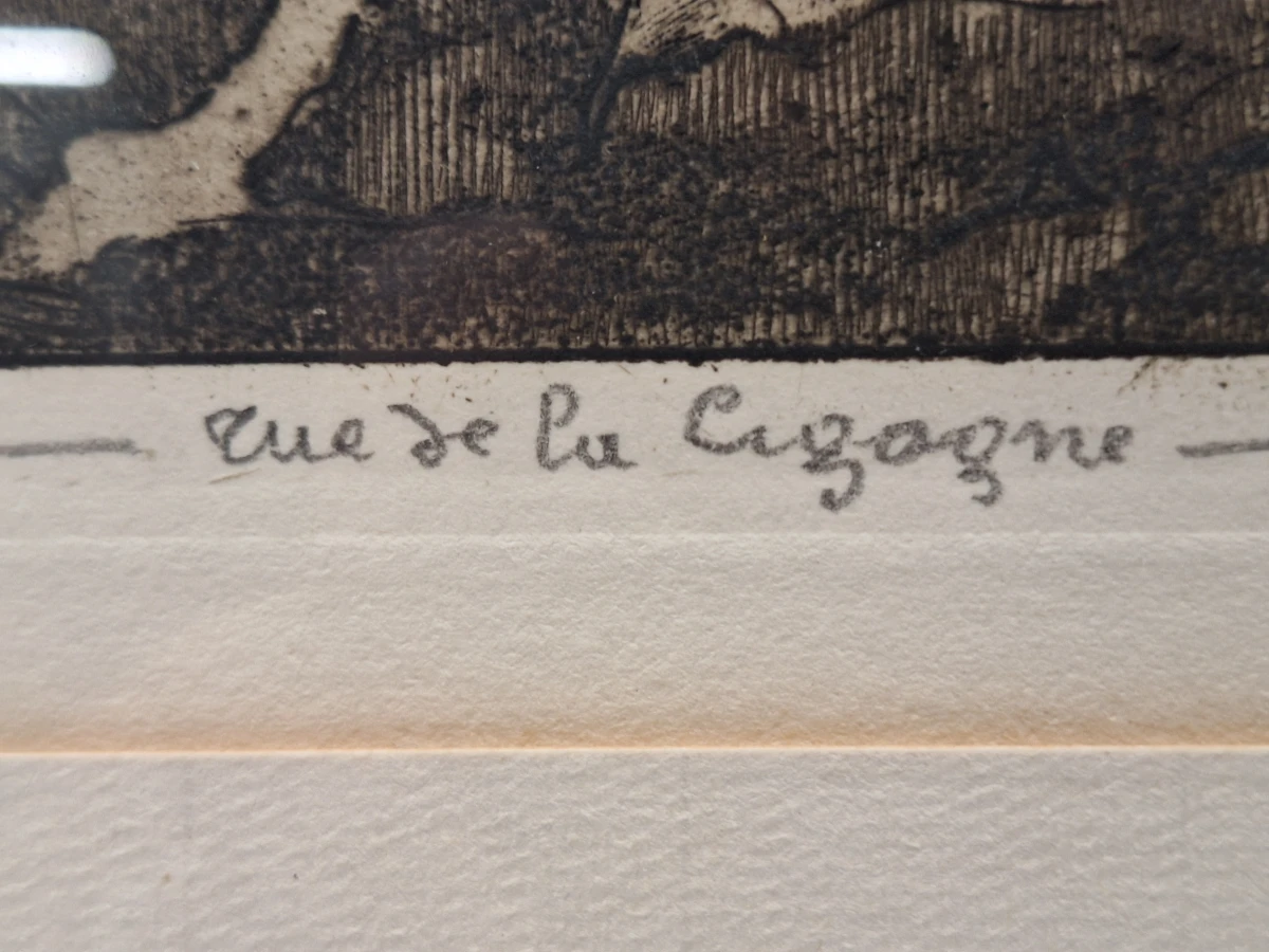 Originele ets 'Rue de la Cigogne' - Henri Quittelier - foto 8