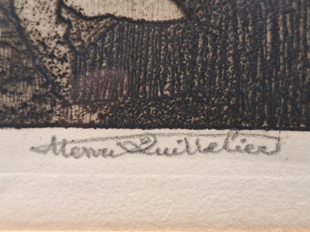 Originele ets 'Rue de la Cigogne' - Henri Quittelier - foto 9
