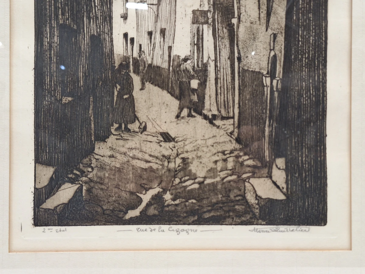 Originele ets 'Rue de la Cigogne' - Henri Quittelier - foto 10