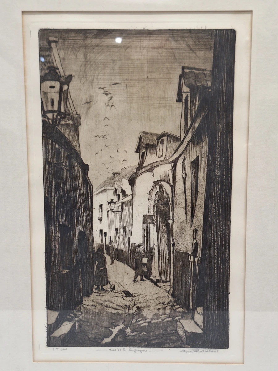 Originele ets 'Rue de la Cigogne' - Henri Quittelier - foto 2