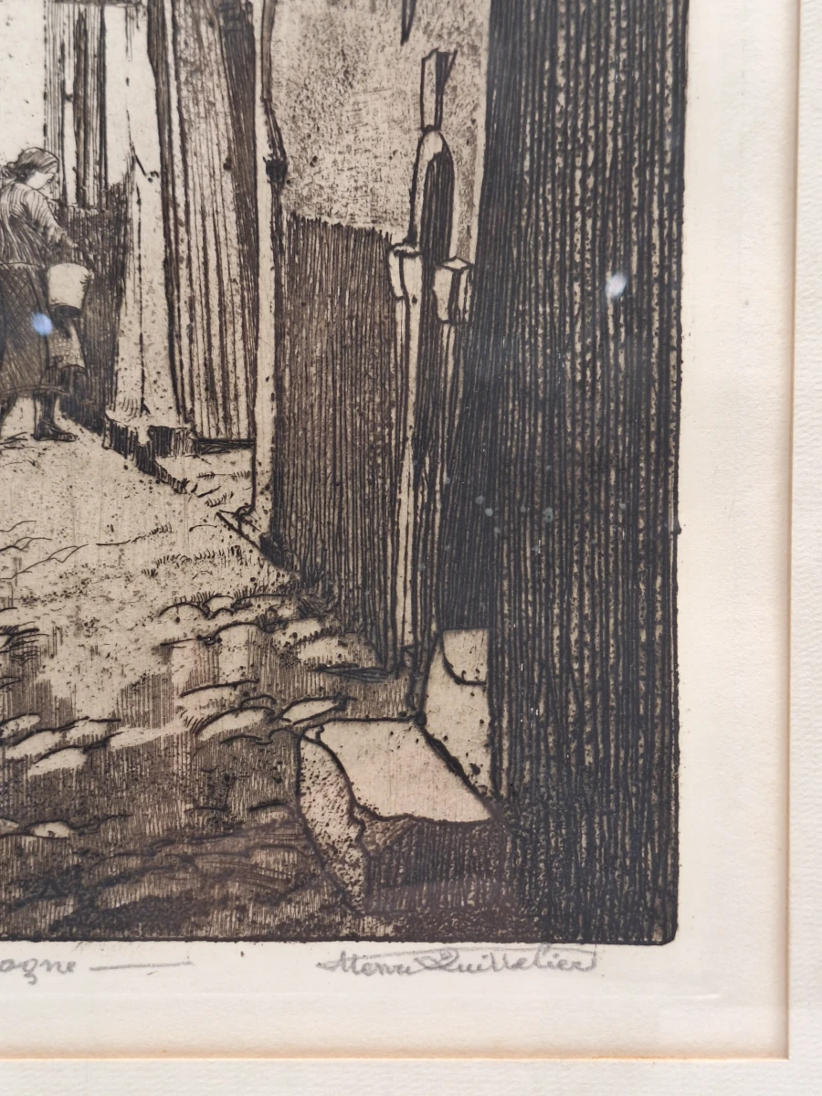 Originele ets 'Rue de la Cigogne' - Henri Quittelier - foto 4