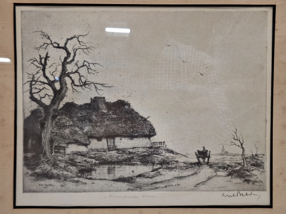 Originele ets 'Kempische Hoeve' - Dirk Baksteen - 1952 - foto 2