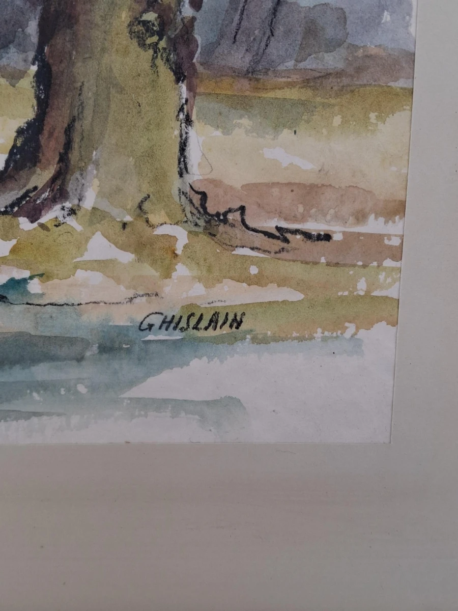 Aquarelschilderij van een bosrijk landschap, door Laurence Ghislain - foto 3