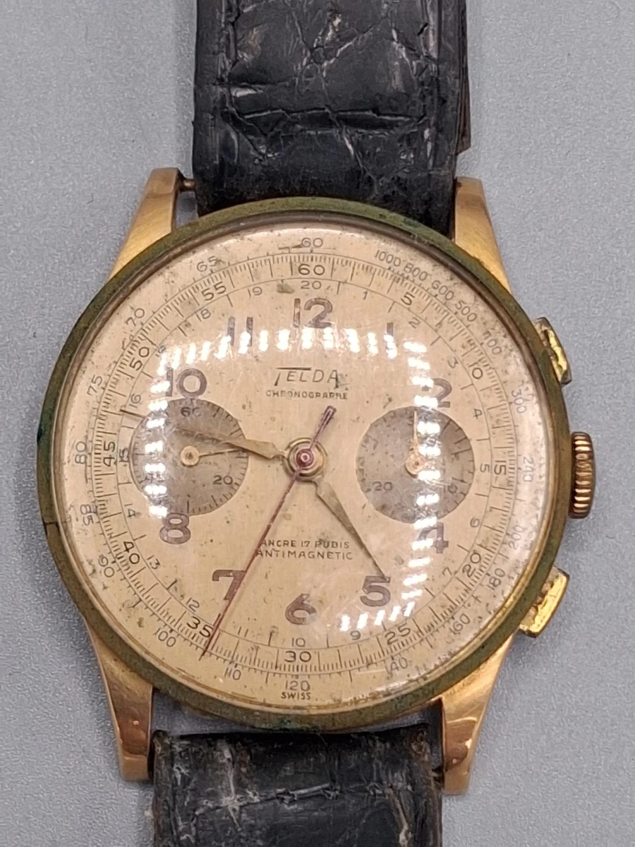 Vintage Zwitserse mechanische chronograaf van het merk Telda - foto 3