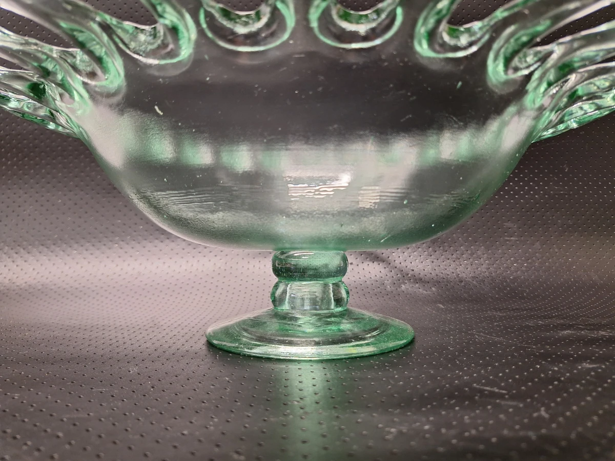 Fruitschaal van groen Spaans glas op voet - Vidrios San Miguel - foto 4