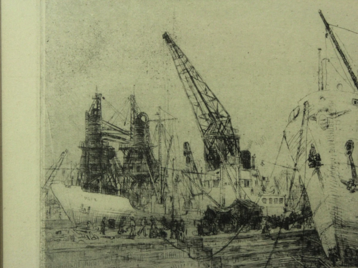 Romain Malfliet (1910-2006) ets 'Droogdok Antwerpen' - foto 4