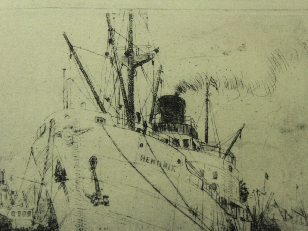 Romain Malfliet (1910-2006) ets 'Droogdok Antwerpen' - foto 5