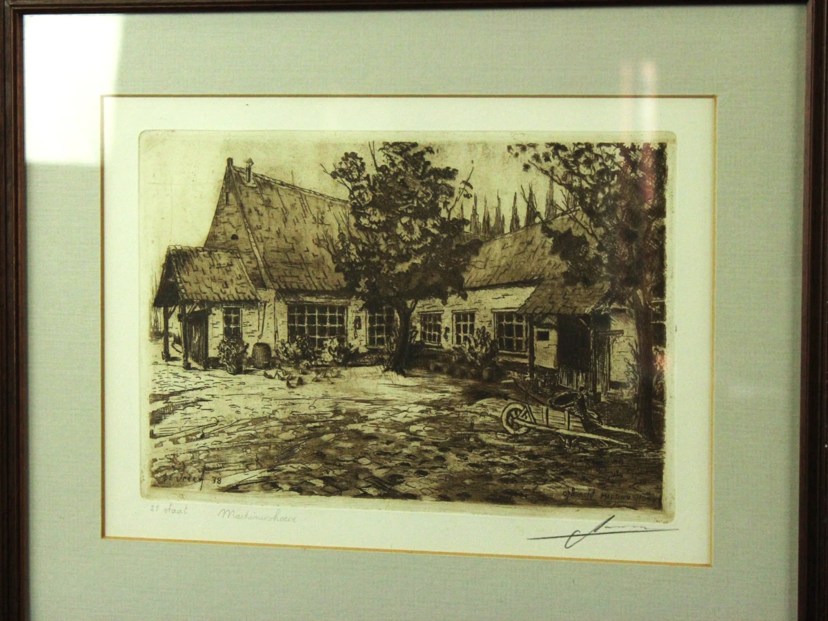Albert De Vree (1942-2022) ets 'Martinushoeve Zandvliet' 1978 - foto 2