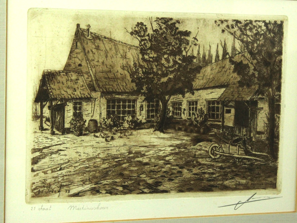 Albert De Vree (1942-2022) ets 'Martinushoeve Zandvliet' 1978 - foto 3