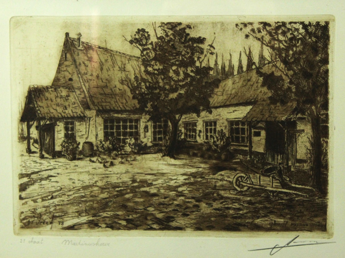 Albert De Vree (1942-2022) ets 'Martinushoeve Zandvliet' 1978 - foto 4