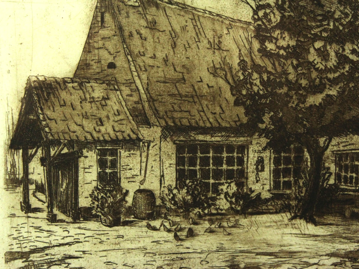 Albert De Vree (1942-2022) ets 'Martinushoeve Zandvliet' 1978 - foto 5
