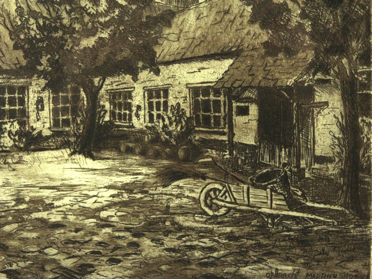 Albert De Vree (1942-2022) ets 'Martinushoeve Zandvliet' 1978 - foto 6
