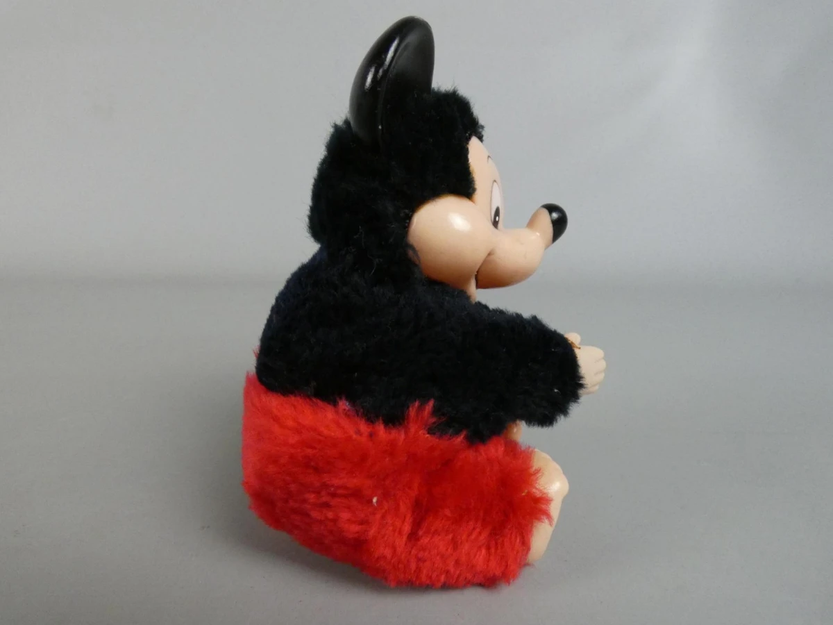 Vintage Mickey Mouse pluche/kunststof figuurtje - foto 4
