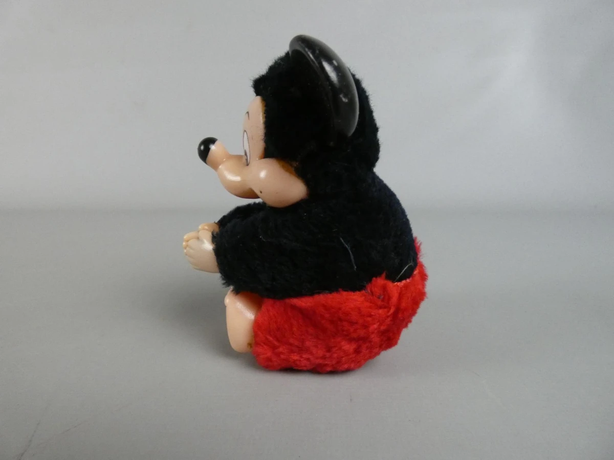 Vintage Mickey Mouse pluche/kunststof figuurtje - foto 2