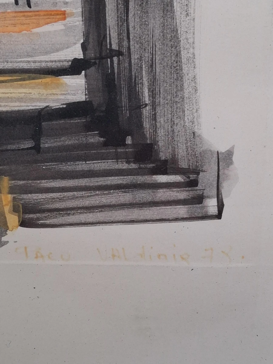 Originele aquarel en inkttekening van de Franse kunstenaar Paco Valdimir - foto 3