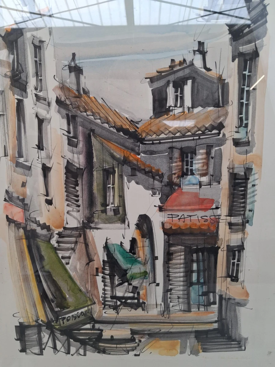 Originele aquarel en inkttekening van de Franse kunstenaar Paco Valdimir - foto 2