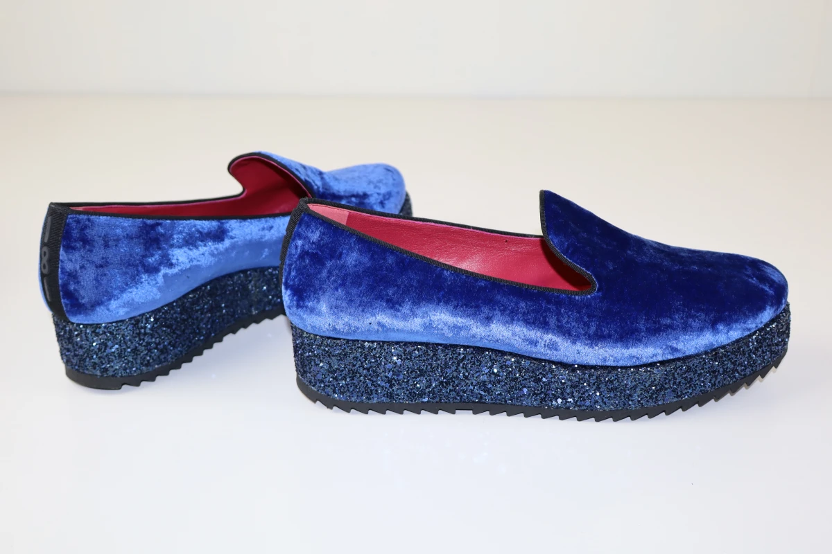 181 Designer Loafers Blauw Fluweel - Maat 39,5 - foto 3