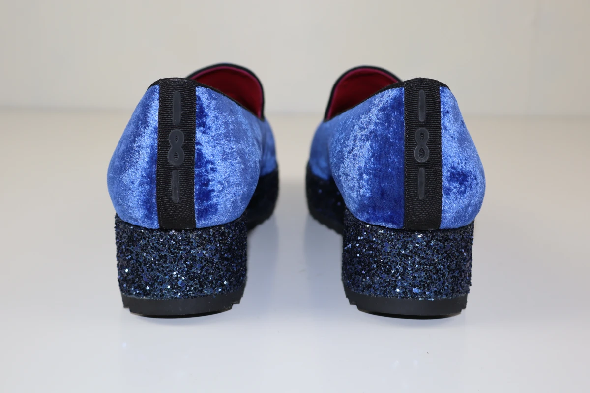 181 Designer Loafers Blauw Fluweel - Maat 39,5 - foto 4