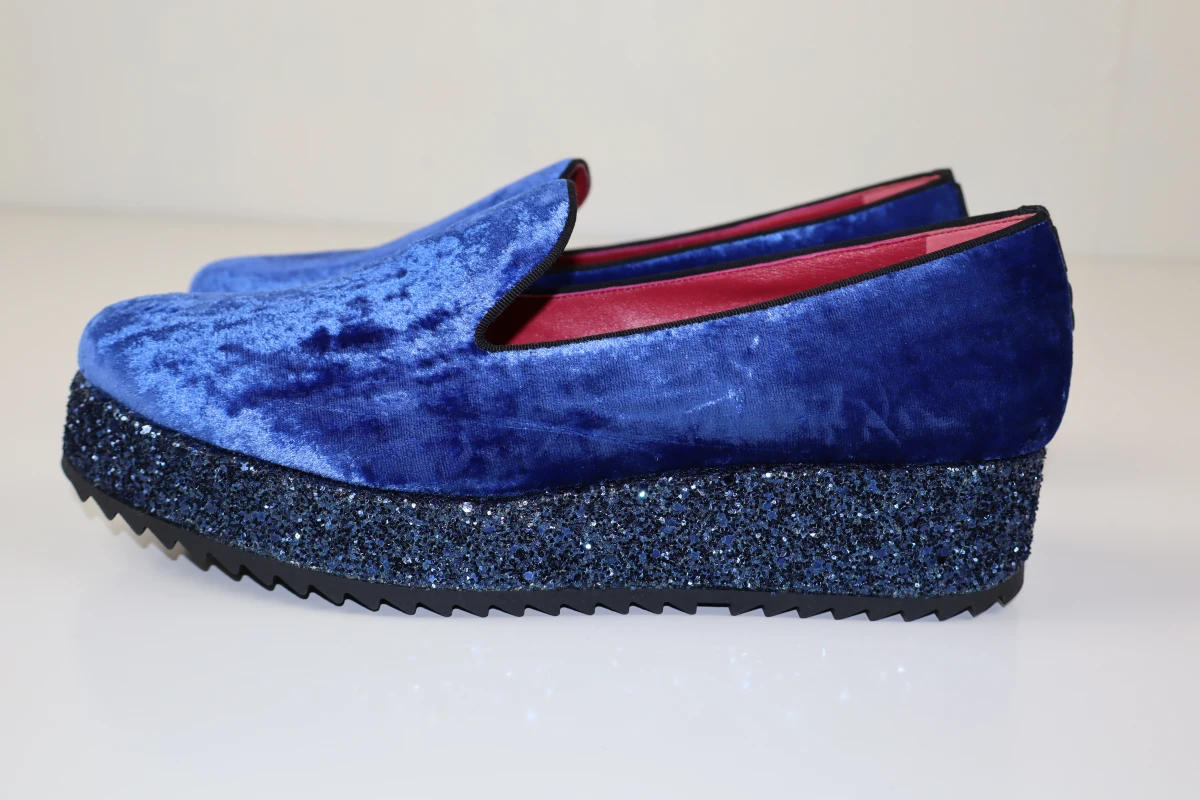 181 Designer Loafers Blauw Fluweel - Maat 39,5 - foto 6