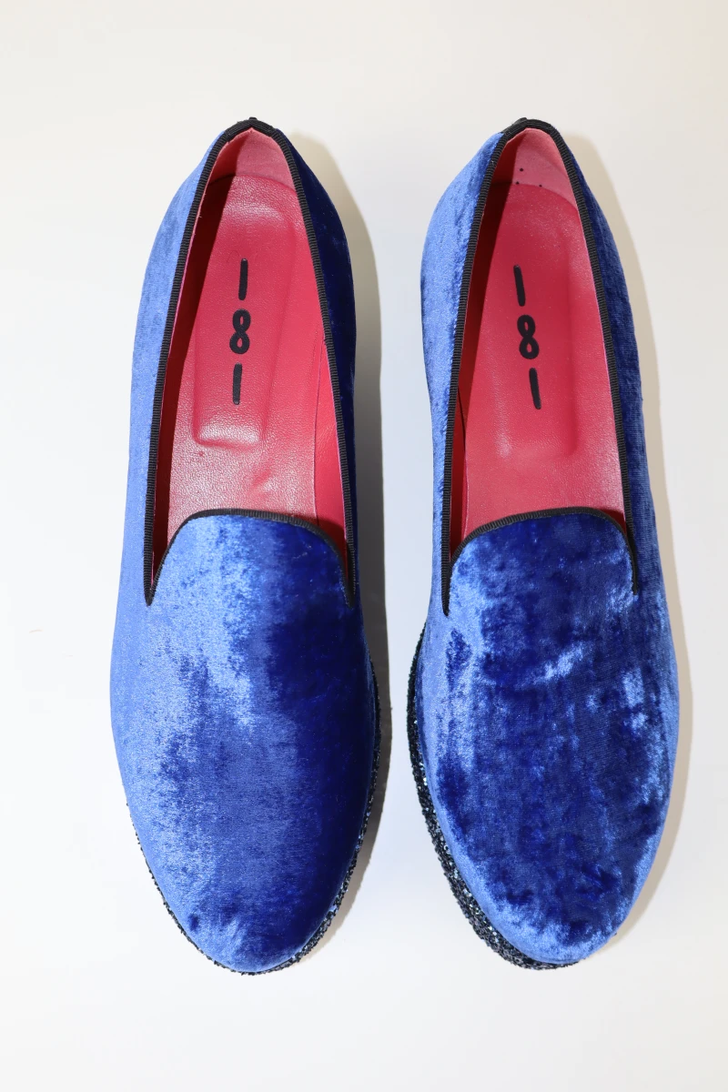 181 Designer Loafers Blauw Fluweel - Maat 39,5 - foto 2
