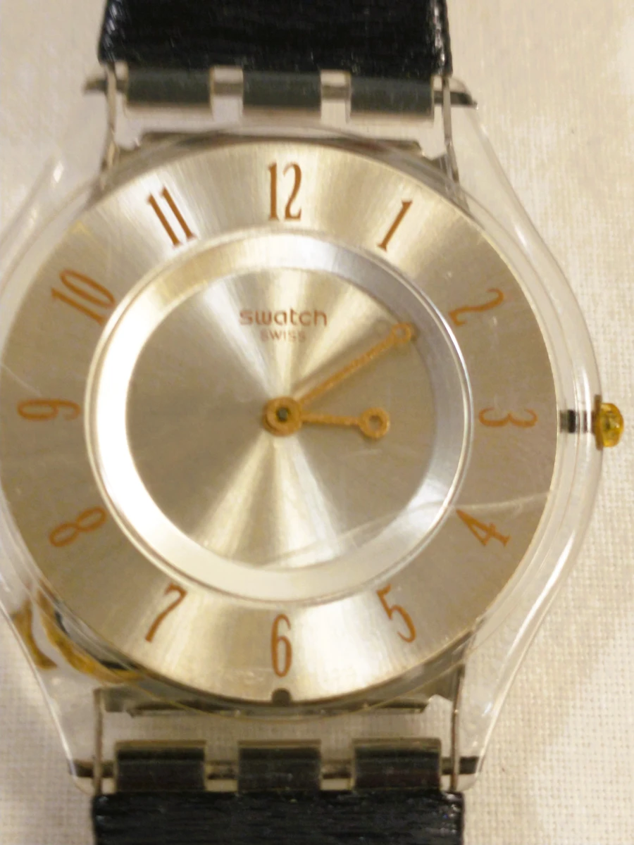 2 vintage Swatch polshorloges met lederen band - foto 3