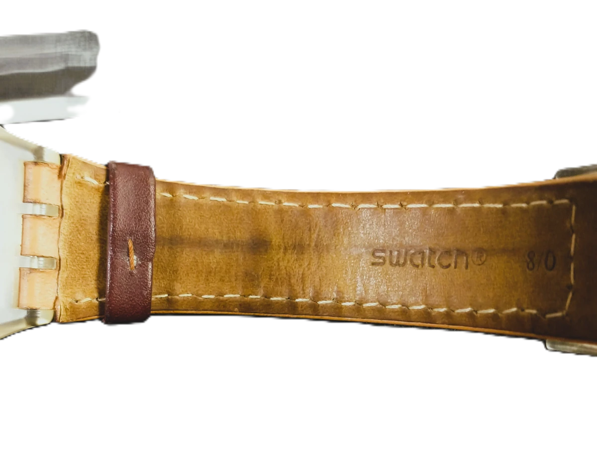 2 vintage Swatch polshorloges met lederen band - foto 7