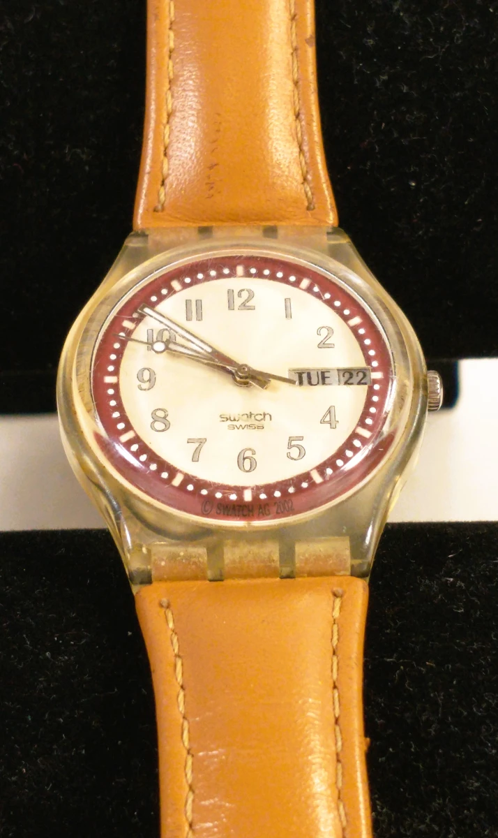 2 vintage Swatch polshorloges met lederen band - foto 6