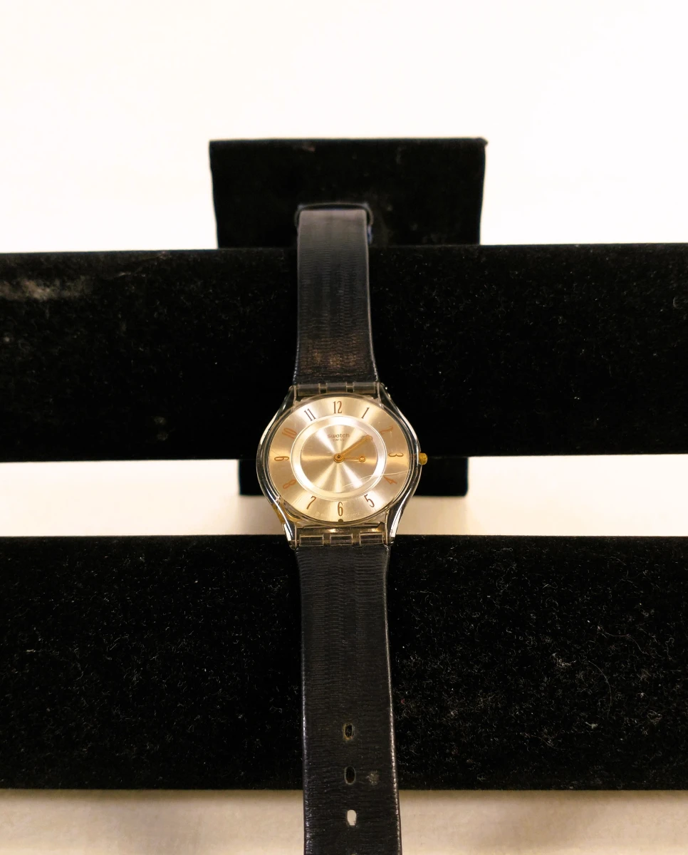 2 vintage Swatch polshorloges met lederen band - foto 2