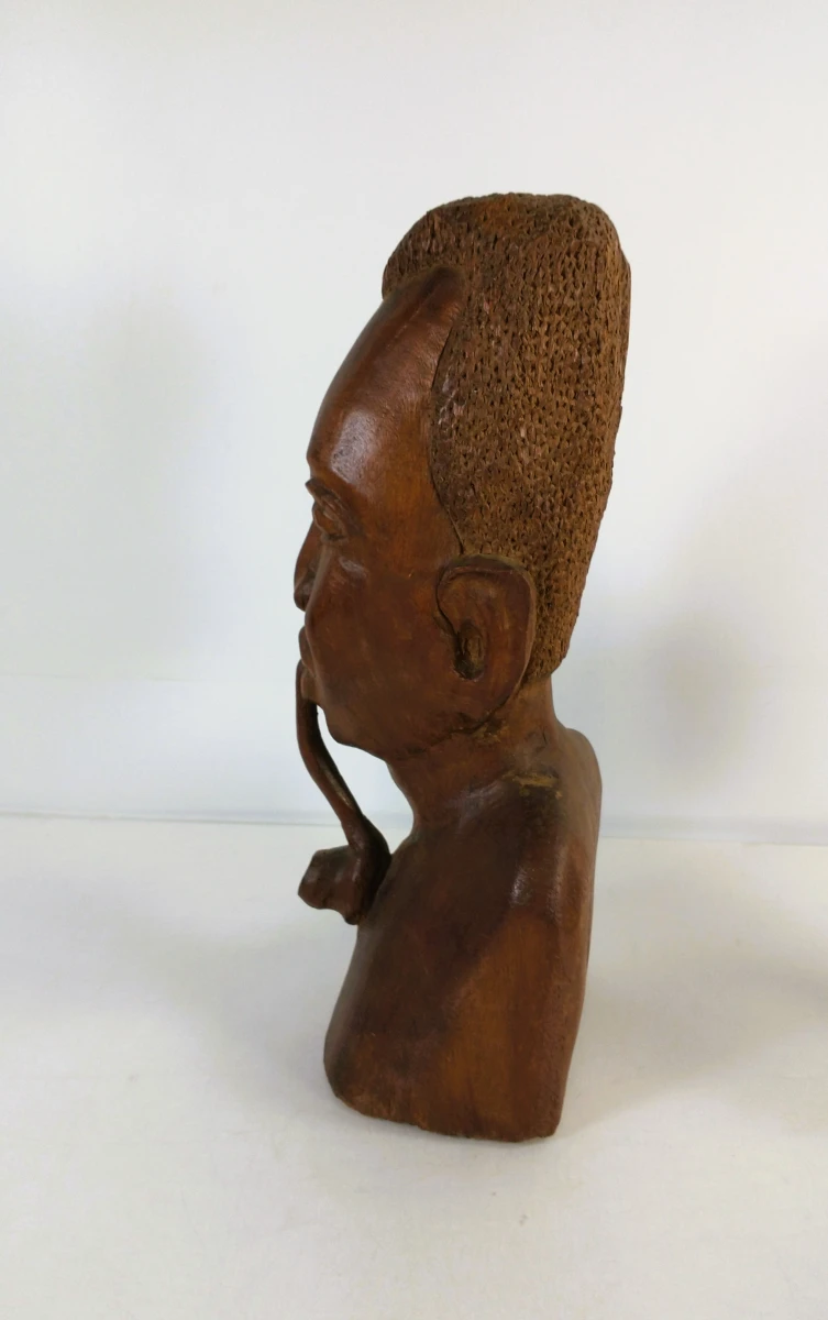 Twee Afrikaanse houten bustes, handgesneden, 20e eeuw - foto 5