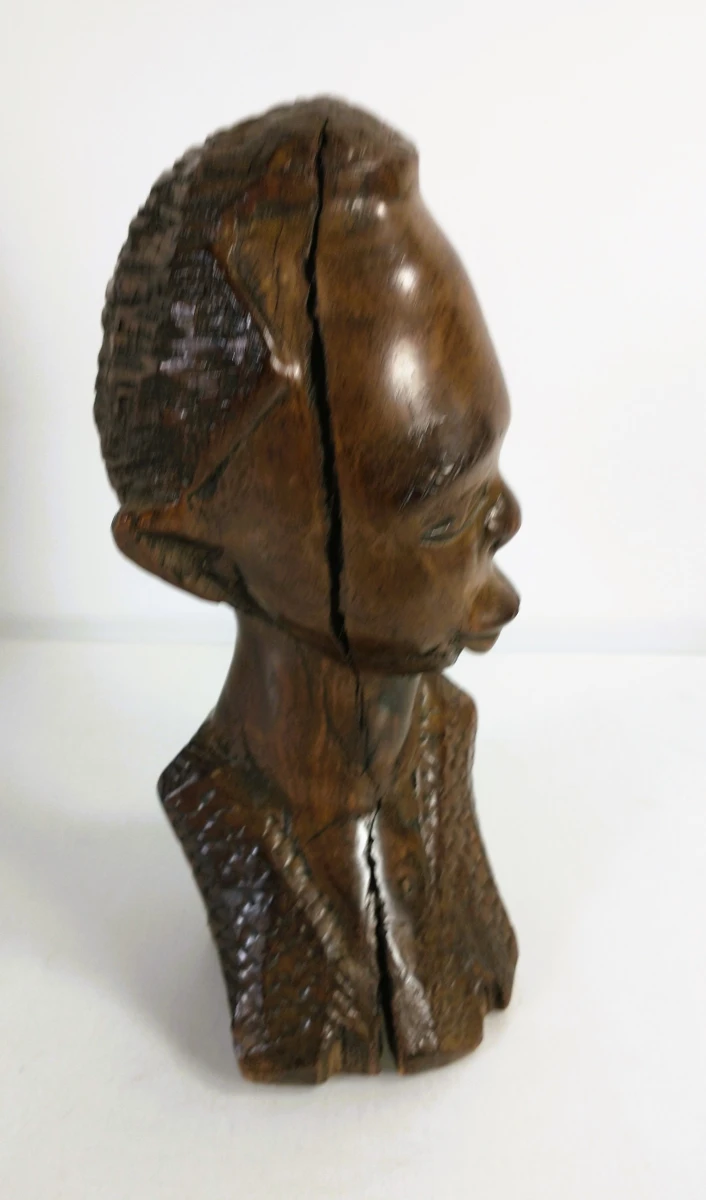 Twee Afrikaanse houten bustes, handgesneden, 20e eeuw - foto 10