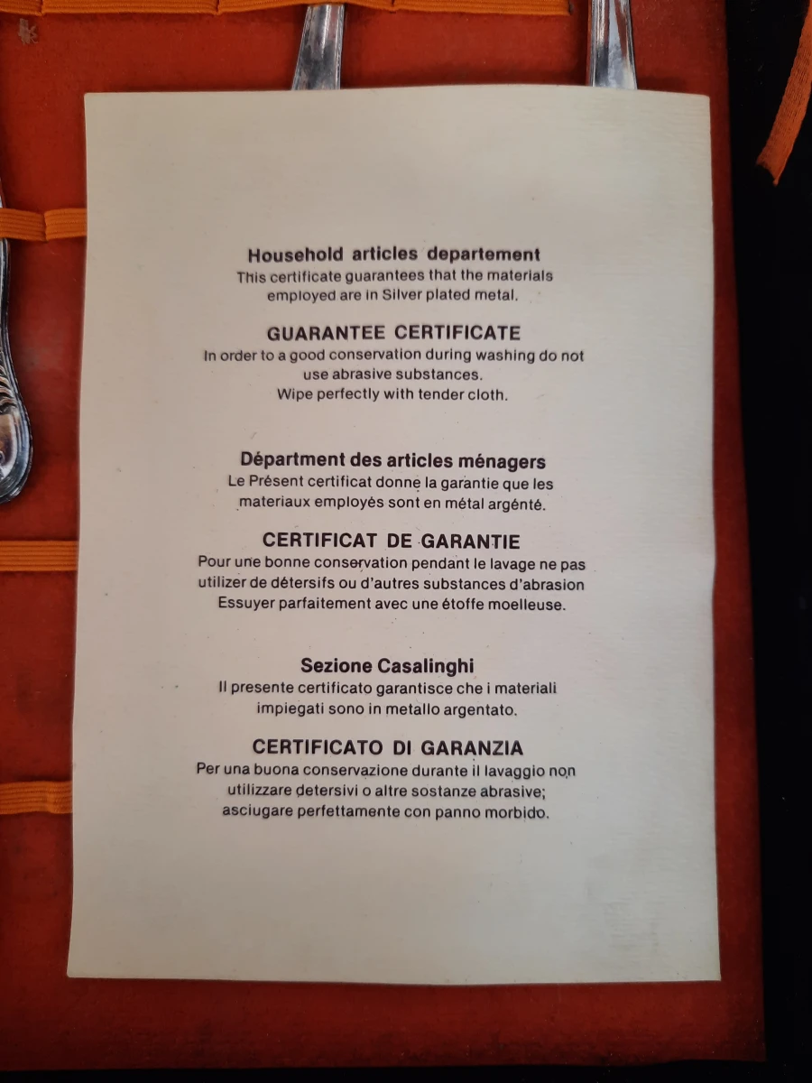 Klassiek Verzilverd Luxe Bestek (Met Certificaat) – Italiaans Vintage