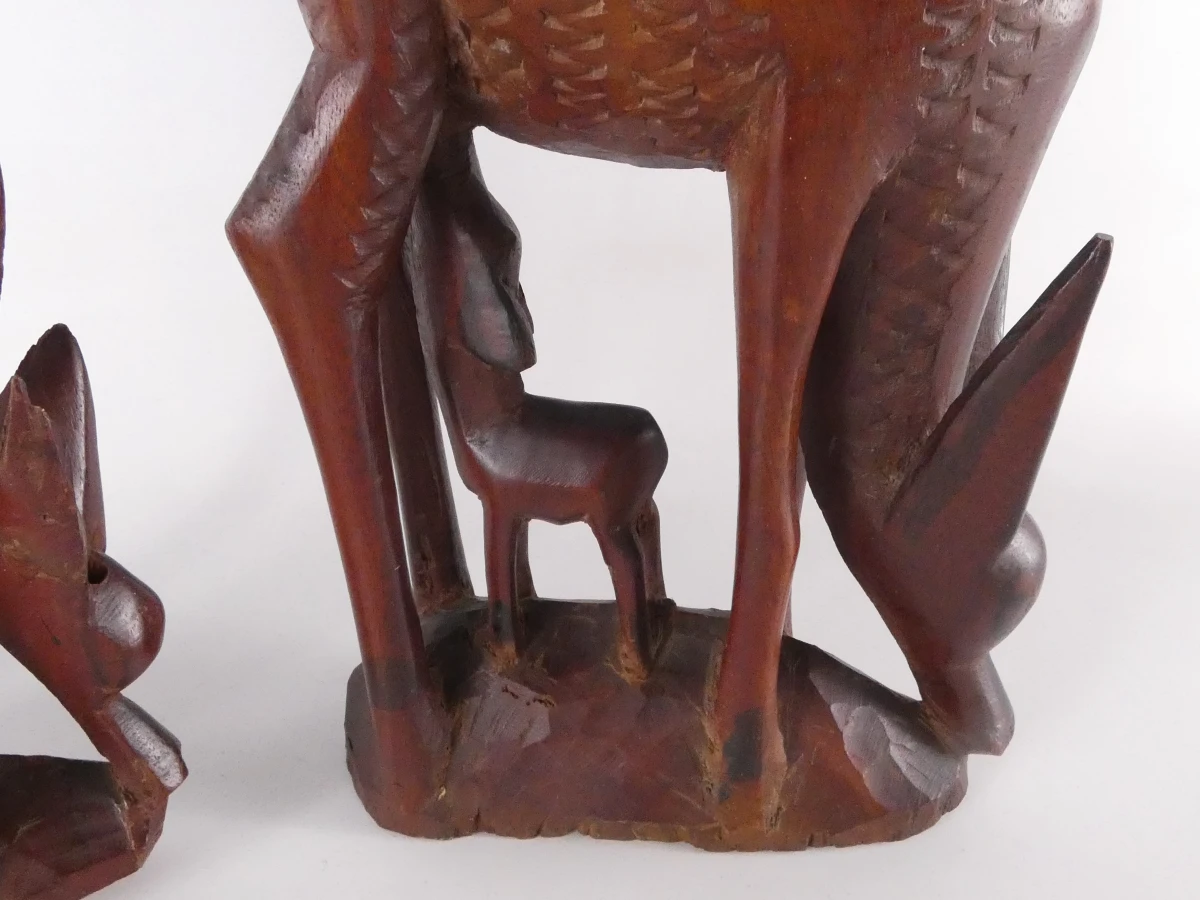 Paar decoratieve houten antilopen met kalf - foto 7