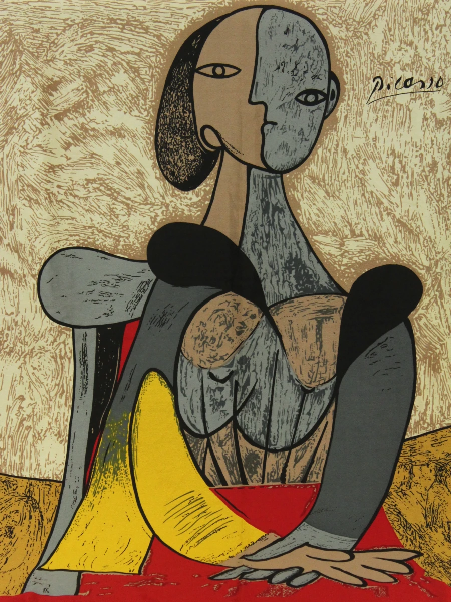 Vintage zijden foulard met Picasso-motief - 82 x 82 cm - foto 1