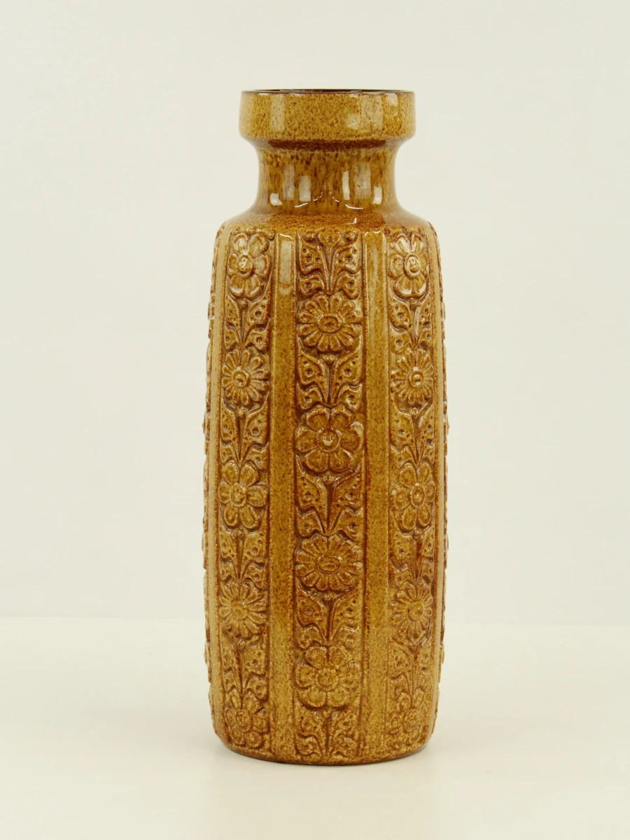 Scheurich - grote, vintage vaas - West Germany - bloemreliëf - 52 cm – kavel bij De Kringwinkel, Antwerpen
