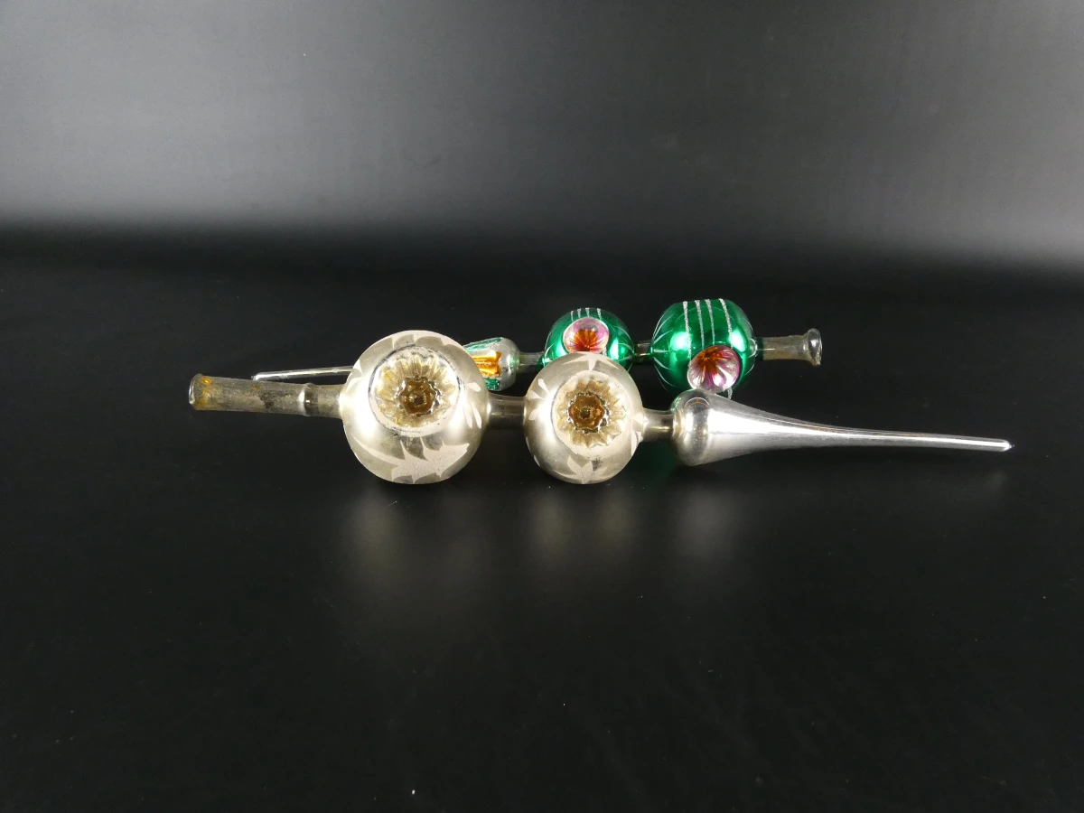 Vintage glazen kerstornamenten en pieken voor de kerstboom (43 stuks) - foto 9