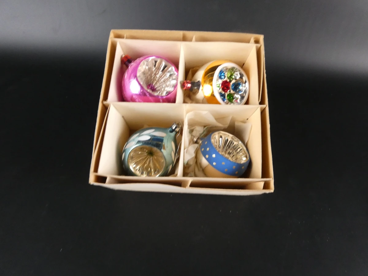 Vintage glazen kerstornamenten en pieken voor de kerstboom (43 stuks) - foto 11