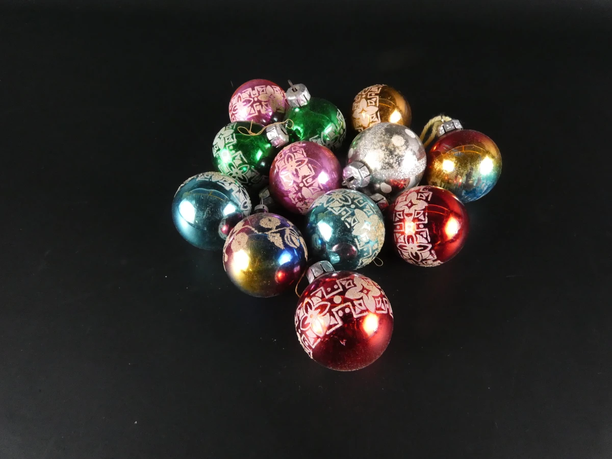 Vintage glazen kerstornamenten en pieken voor de kerstboom (43 stuks) - foto 2