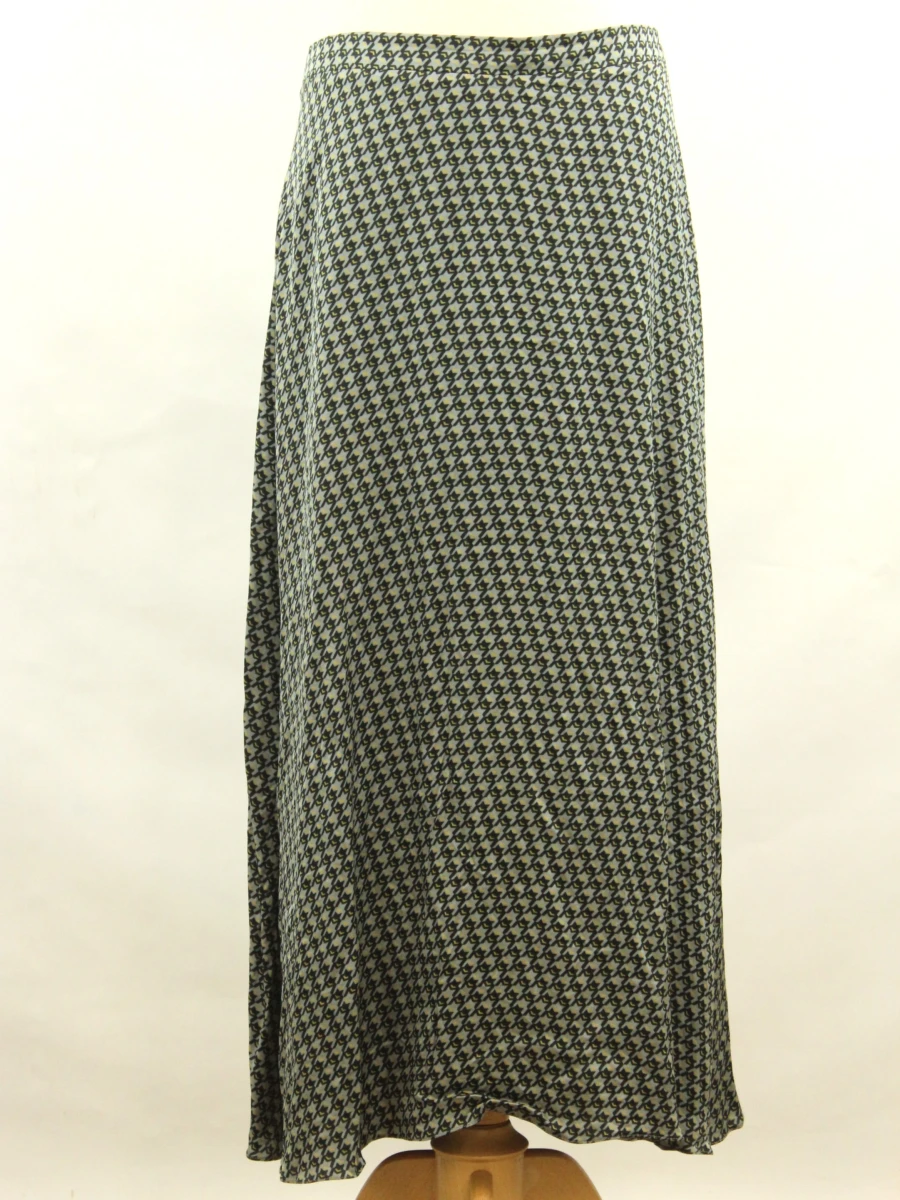 Natan Belgium elegante lange damesrok met blauw-grijs paisleypatroon met beige accenten - foto 2