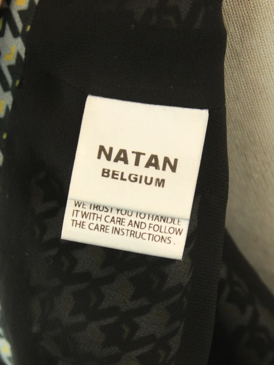Natan Belgium elegante lange damesrok met blauw-grijs paisleypatroon met beige accenten - foto 7