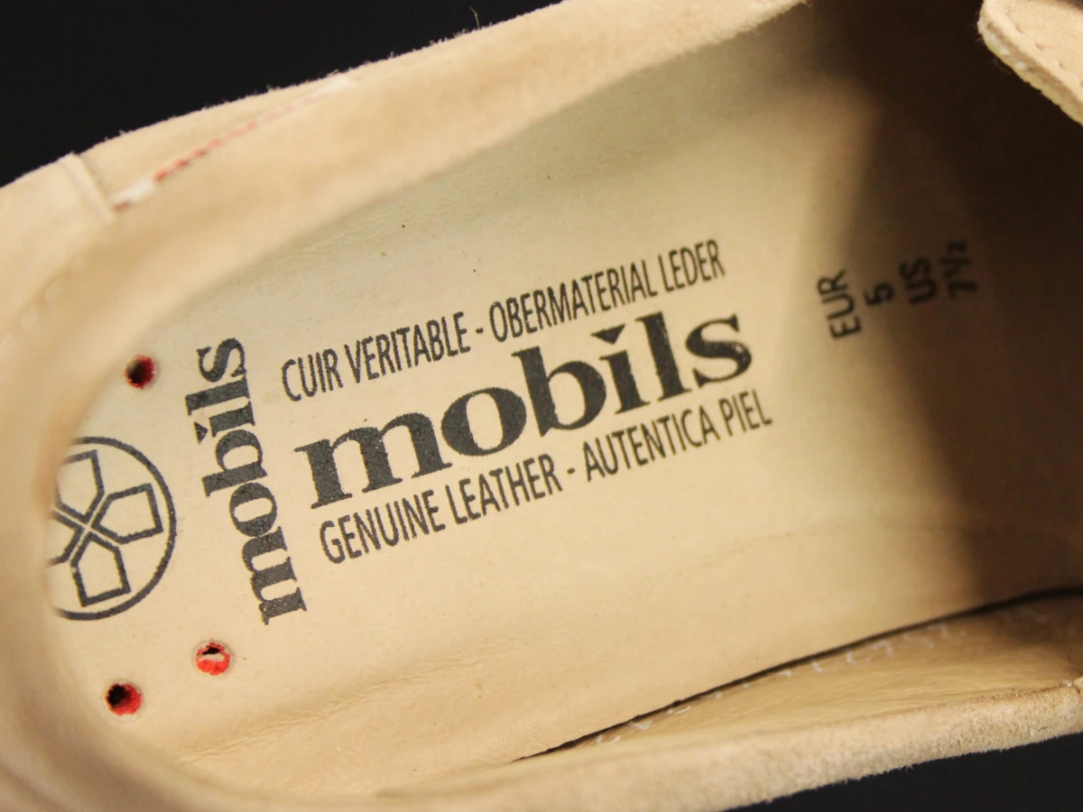Mobils  poederroze lederen damesmocassins in suedelook - foto 4