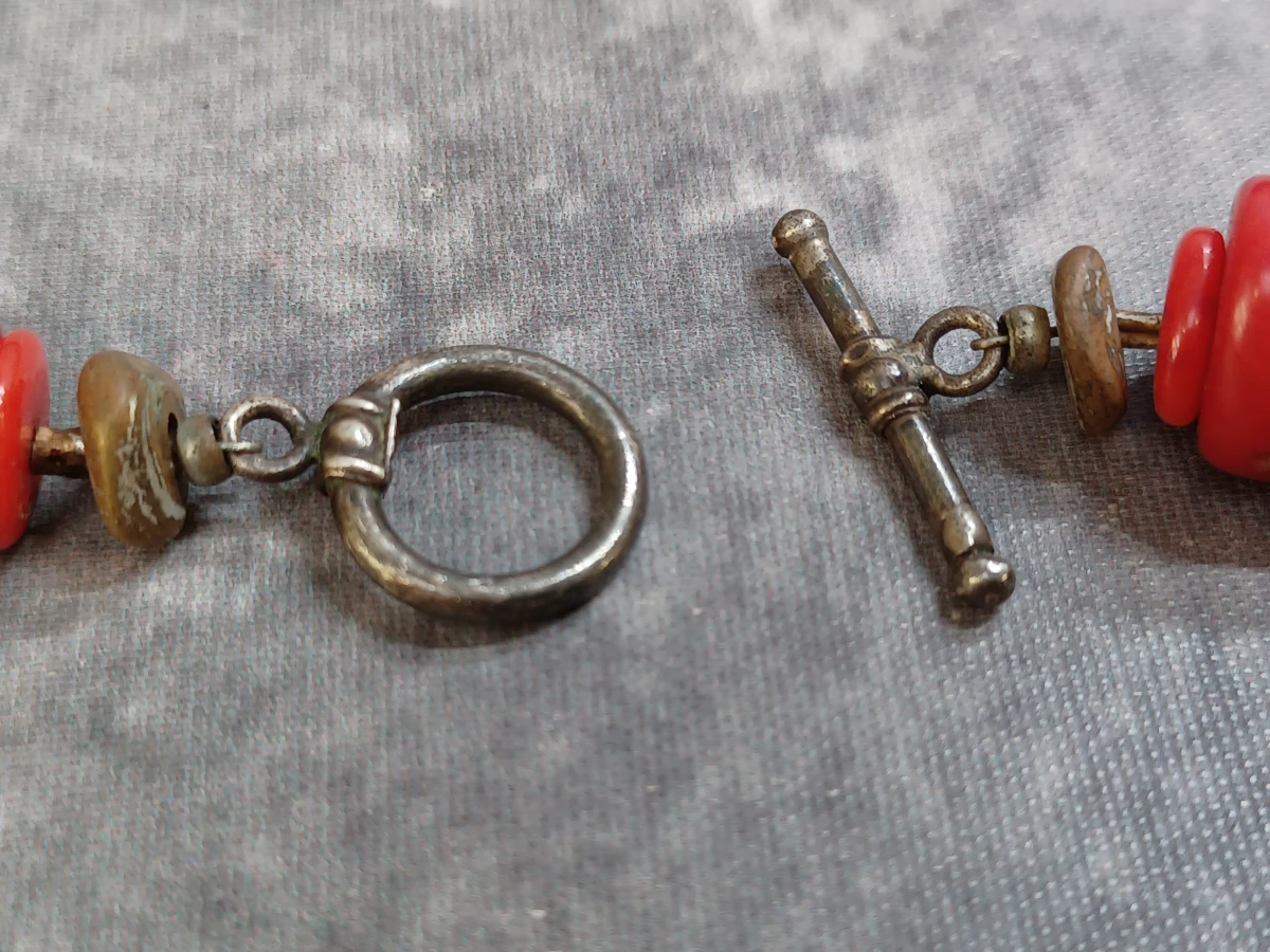 Exclusieve 3-delige rode koralen sieradenset met zilveren broche - foto 9