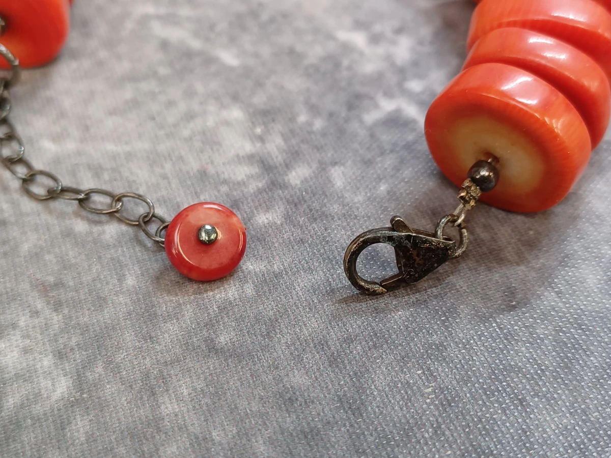 Exclusieve 3-delige rode koralen sieradenset met zilveren broche - foto 13