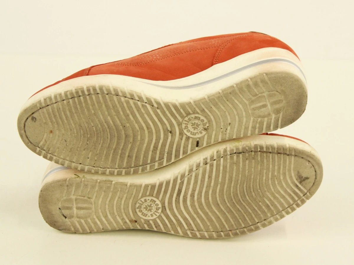 Mobils Terracottakleurige damessneakers met veters en rits in suèdelook - foto 5