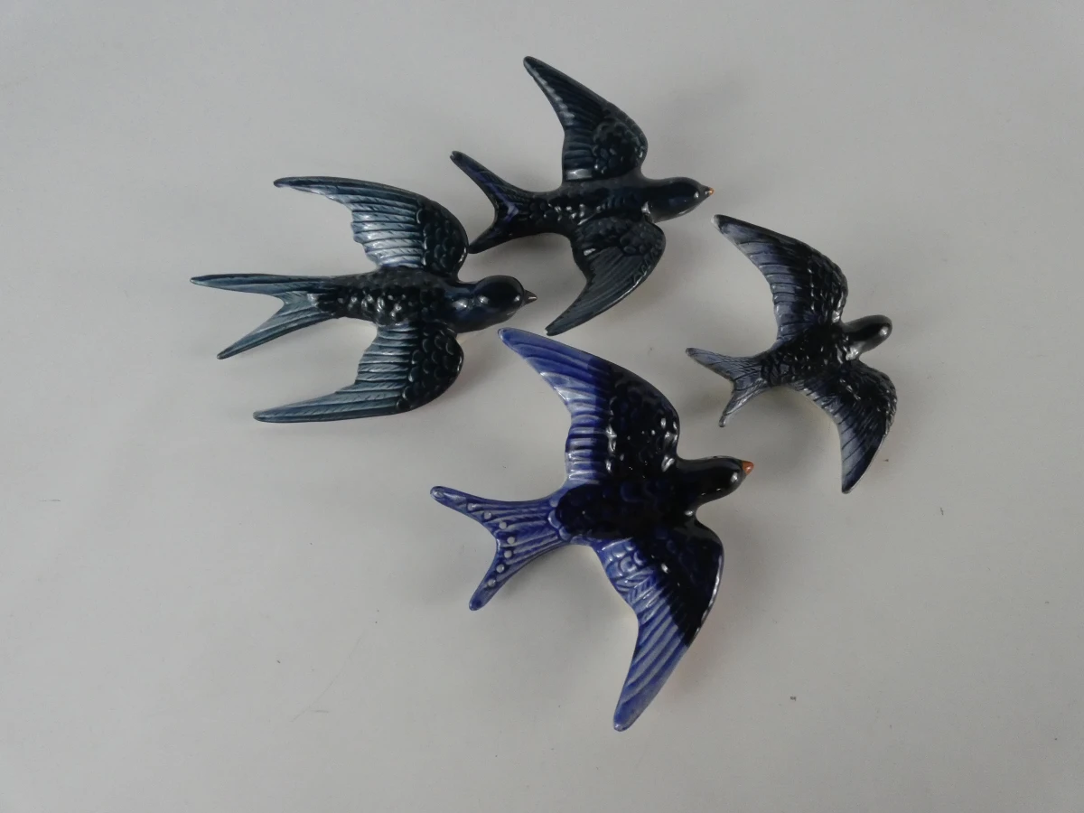 Keramische zwaluw wanddecoratieset (4 stuks) - foto 3